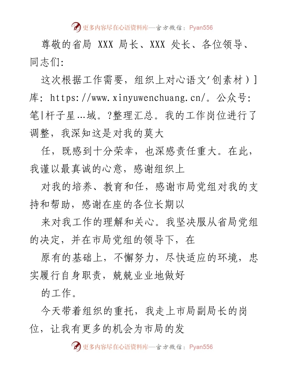 [发言] 新任市局副局长的工作承诺与展望.docx_第1页