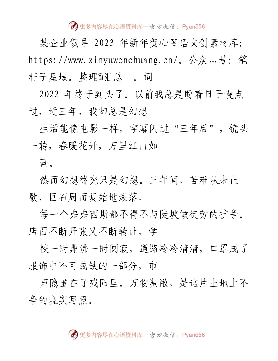 [发言] 新年贺词 - 迎接崭新2023年的希望与勇气.docx_第1页
