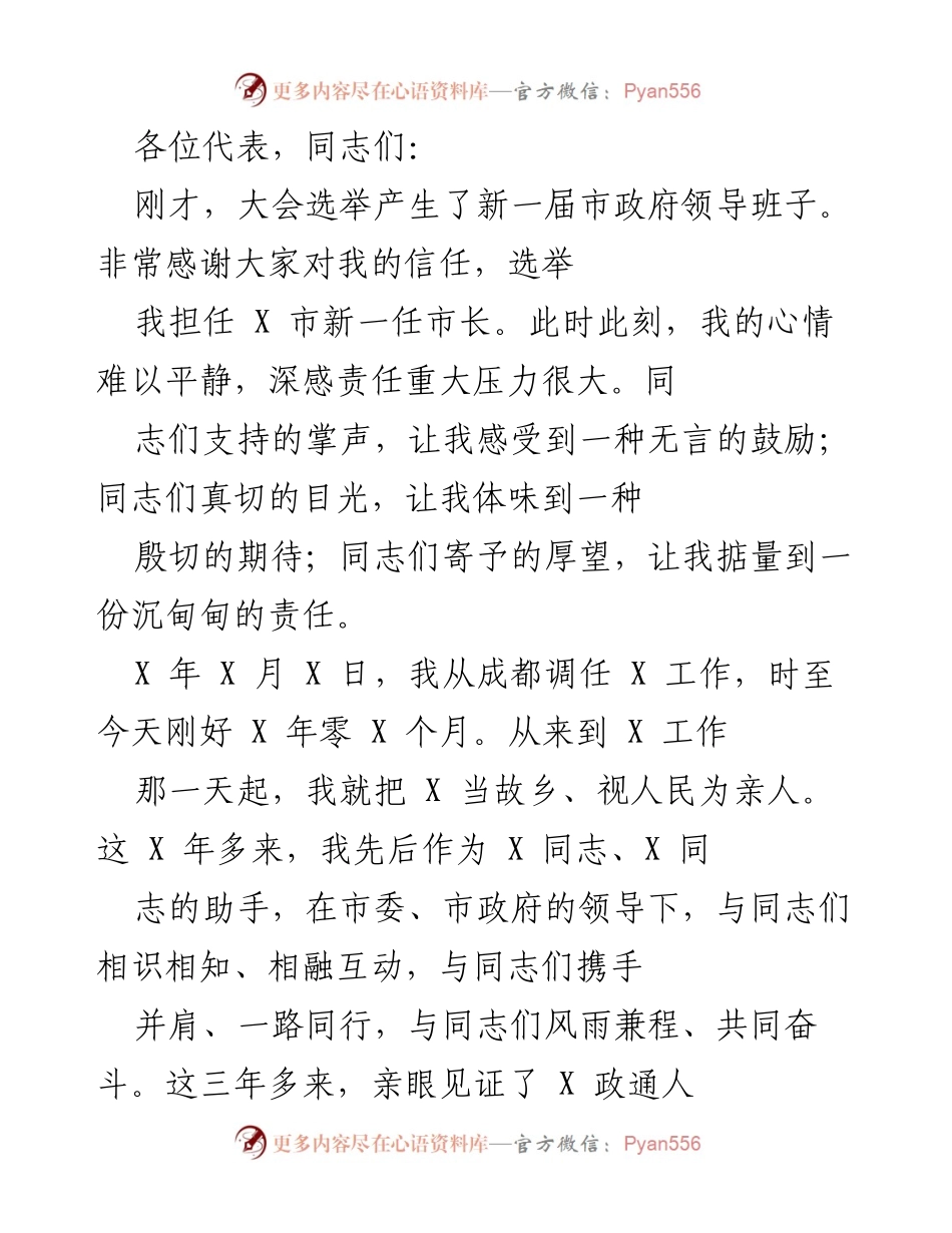 [发言] 新市长就职典礼 - 新市长就职演讲：承诺与愿景.docx_第1页