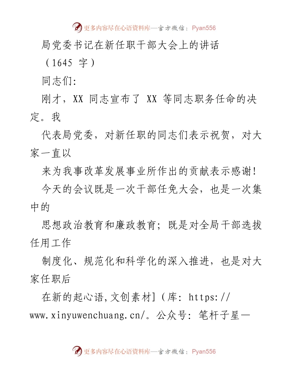 [发言] 新任职干部大会 - 新任职干部的使命与要求.docx_第1页