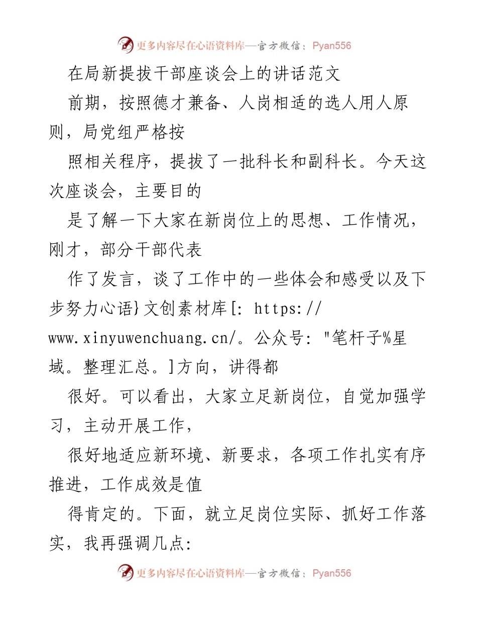 [发言] 新提拔干部座谈会 - 提升新任干部能力的讲话要点.docx_第1页