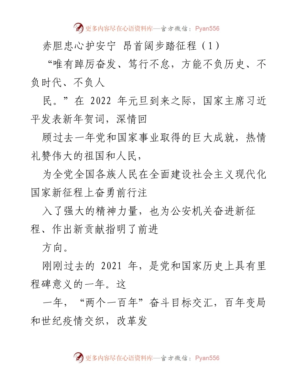 [发言] 新年贺词 - 护航新征程：公安机关的使命与担当.docx_第1页