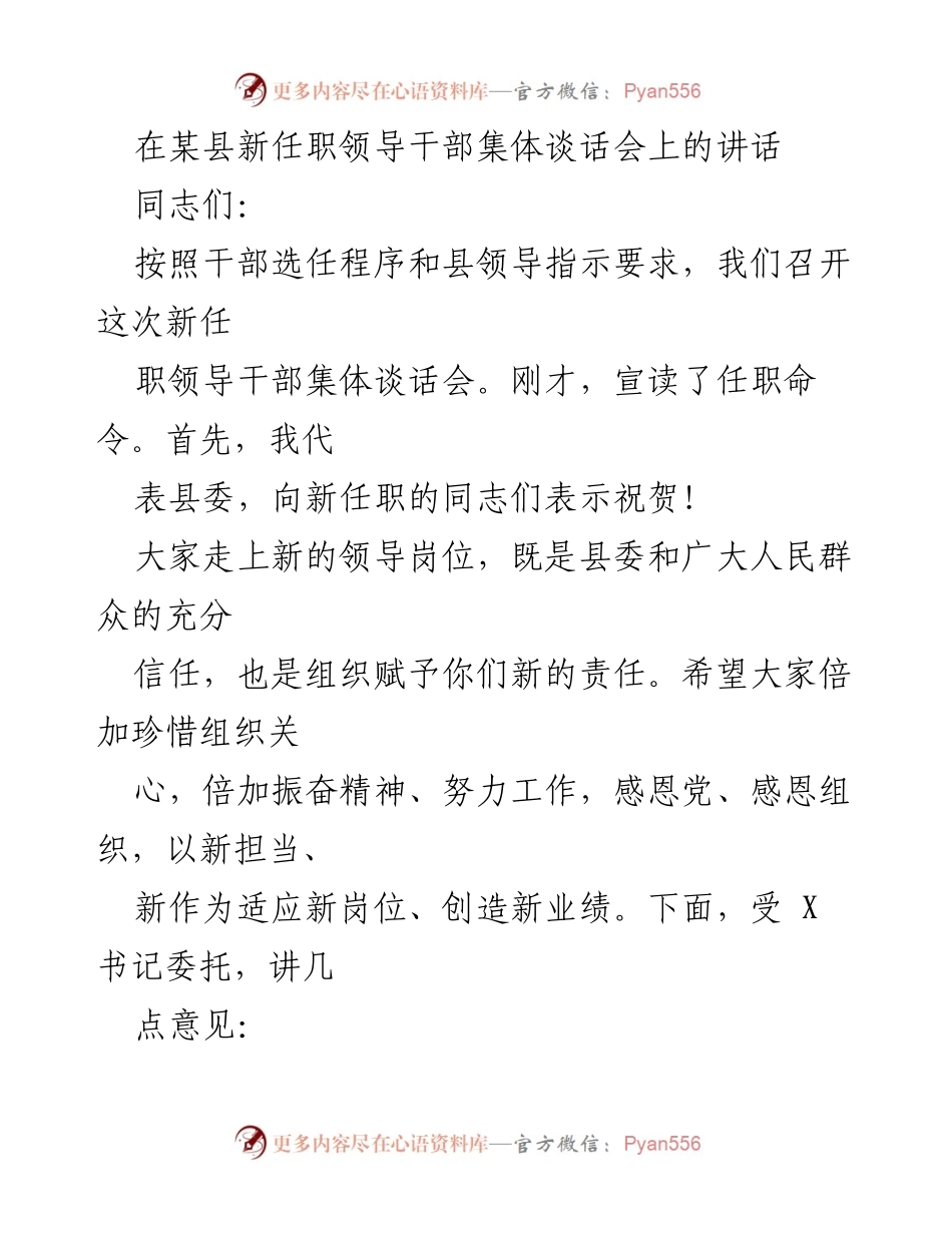 [发言] 新任职领导干部集体谈话会 - 新任职领导干部的责任与担当.docx_第1页