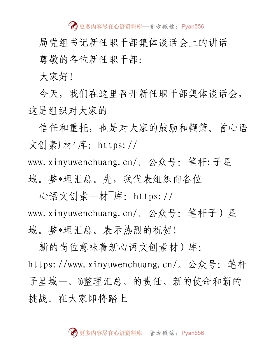 [发言] 新任职干部集体谈话会 - 新任职干部的责任与期望.docx_第1页