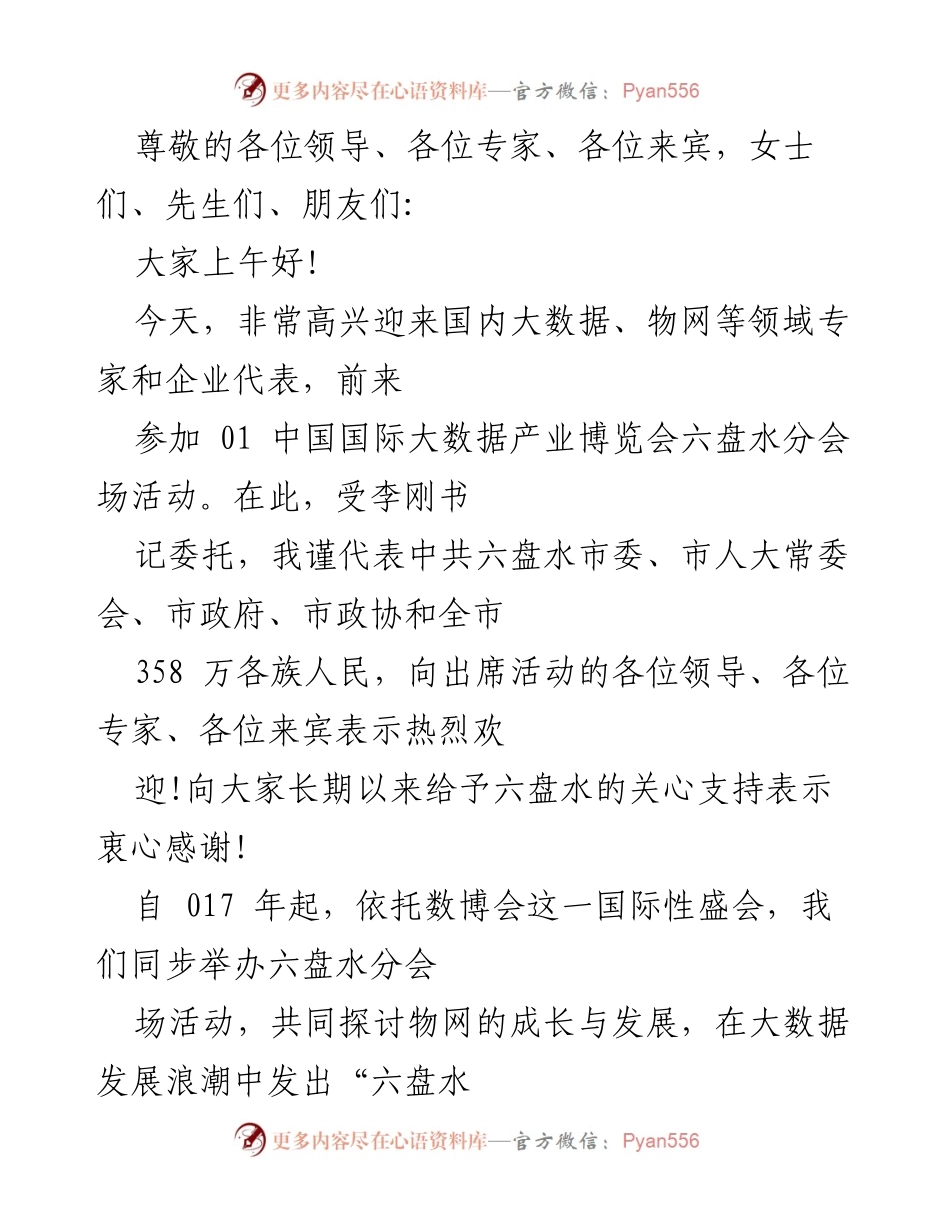 [发言] 欢迎致辞：推动数字经济与物联网发展，共创高质量未来.docx_第1页
