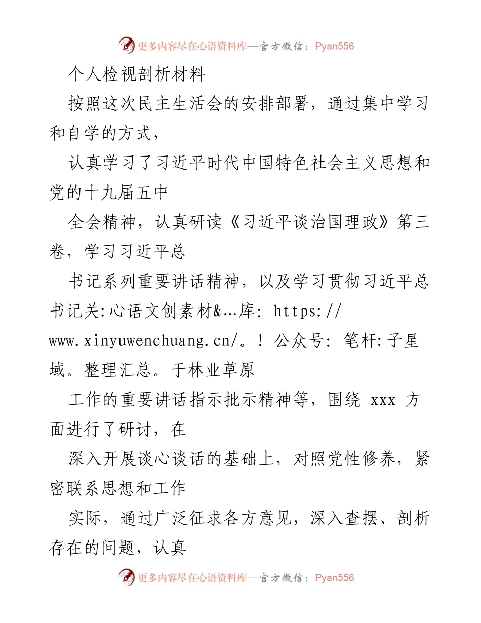 [发言] 民主生活会 - 个人检视与整改措施汇报.docx_第1页