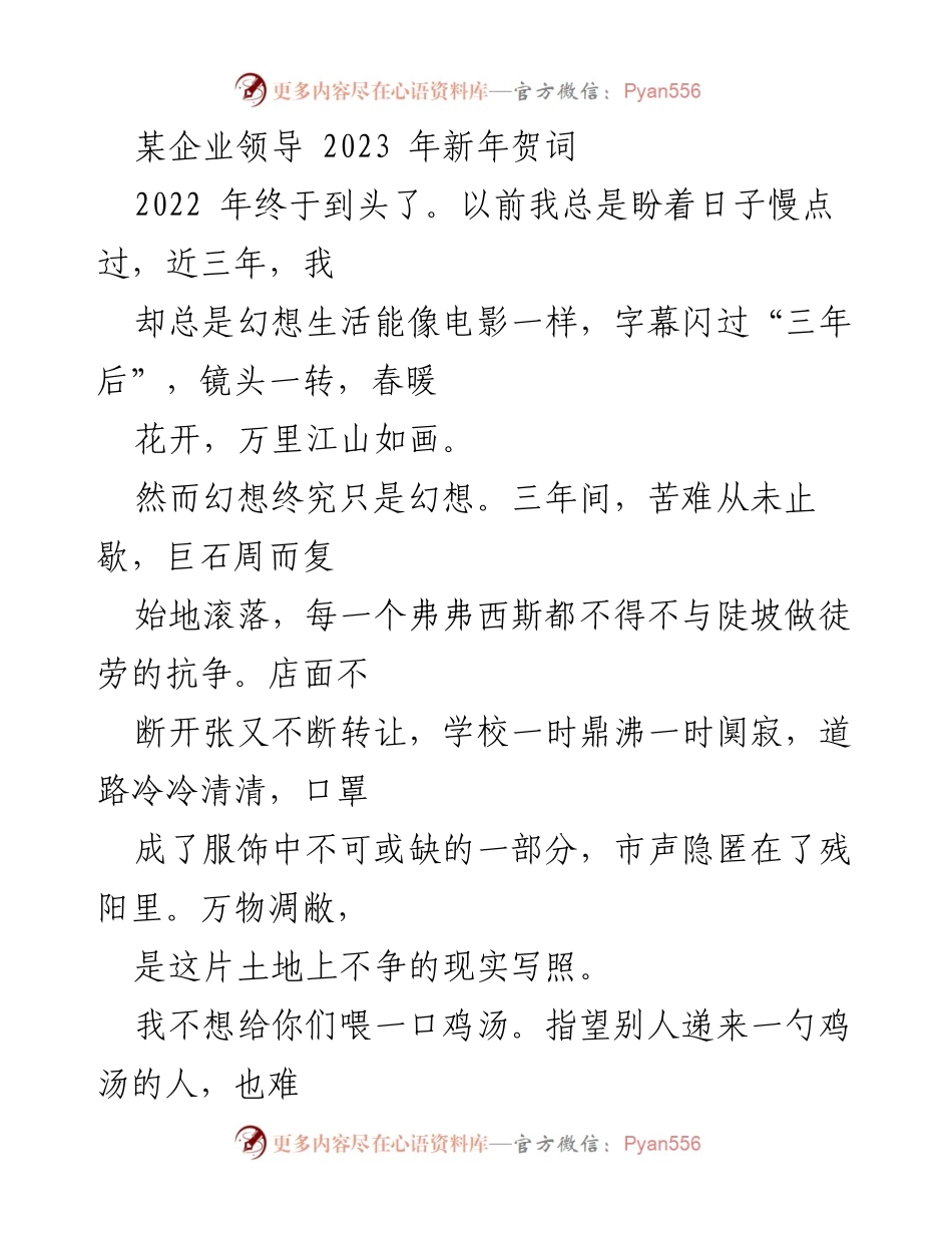 [发言] 新年庆典 - 2023年新年贺词：展望复苏与希望.docx_第1页