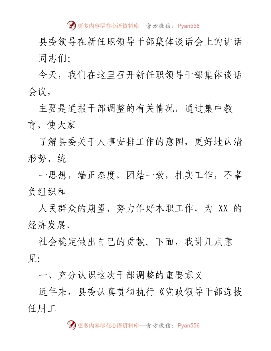 [发言] 新任职领导干部集体谈话会 - 新任领导干部的责任与担当.docx_第1页