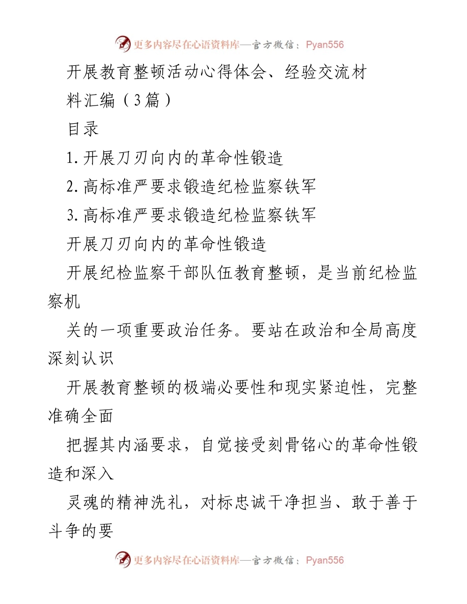 [发言] 教育整顿活动 - 纪检监察干部队伍教育整顿的重要性与实施策略.docx_第1页