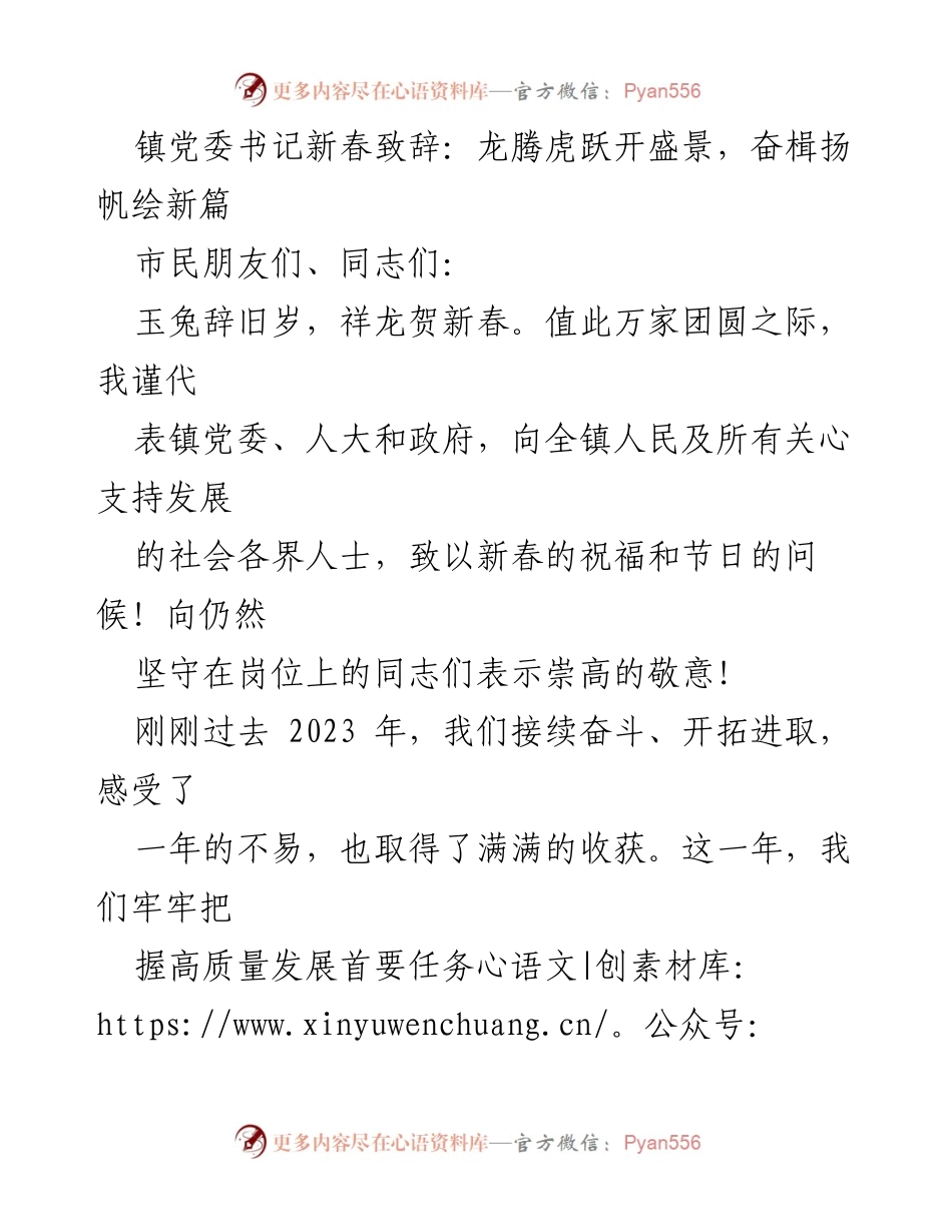 [发言] 新春贺词 - 新春致辞：奋楫扬帆，开启美好新篇.docx_第1页