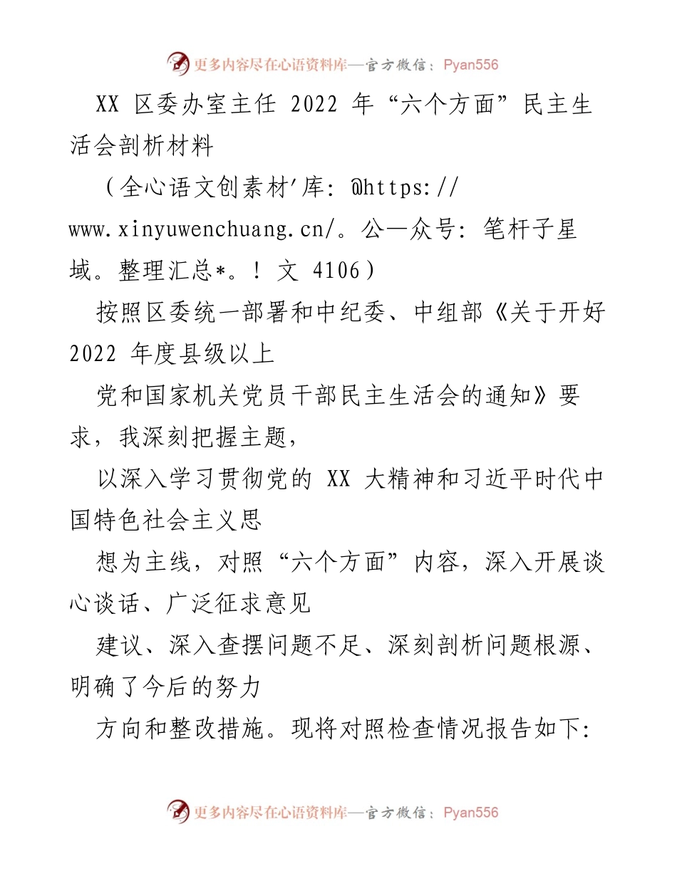 [发言] 民主生活会 - 2022年度民主生活会剖析与整改报告.docx_第1页
