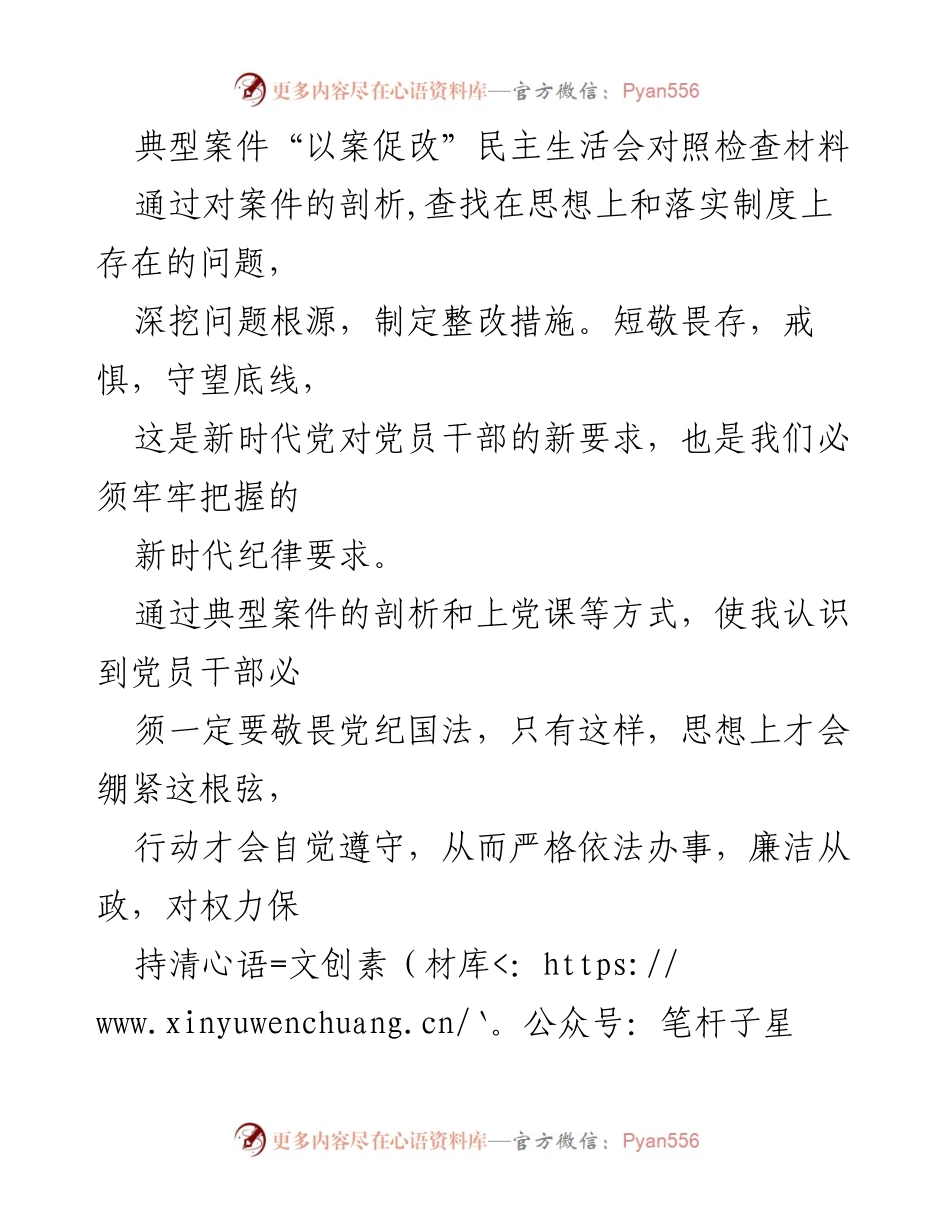 [发言] 民主生活会 - 典型案件剖析与党员干部自我整改心得.docx_第1页