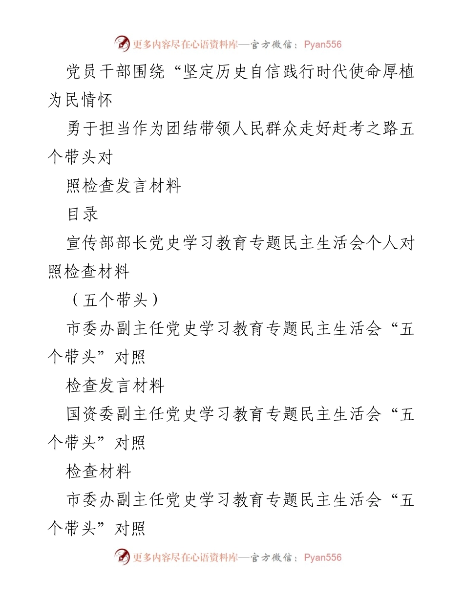 [发言] 民主生活会 - 深刻反思与自我检视：坚定历史自信，践行时代使命.docx_第1页
