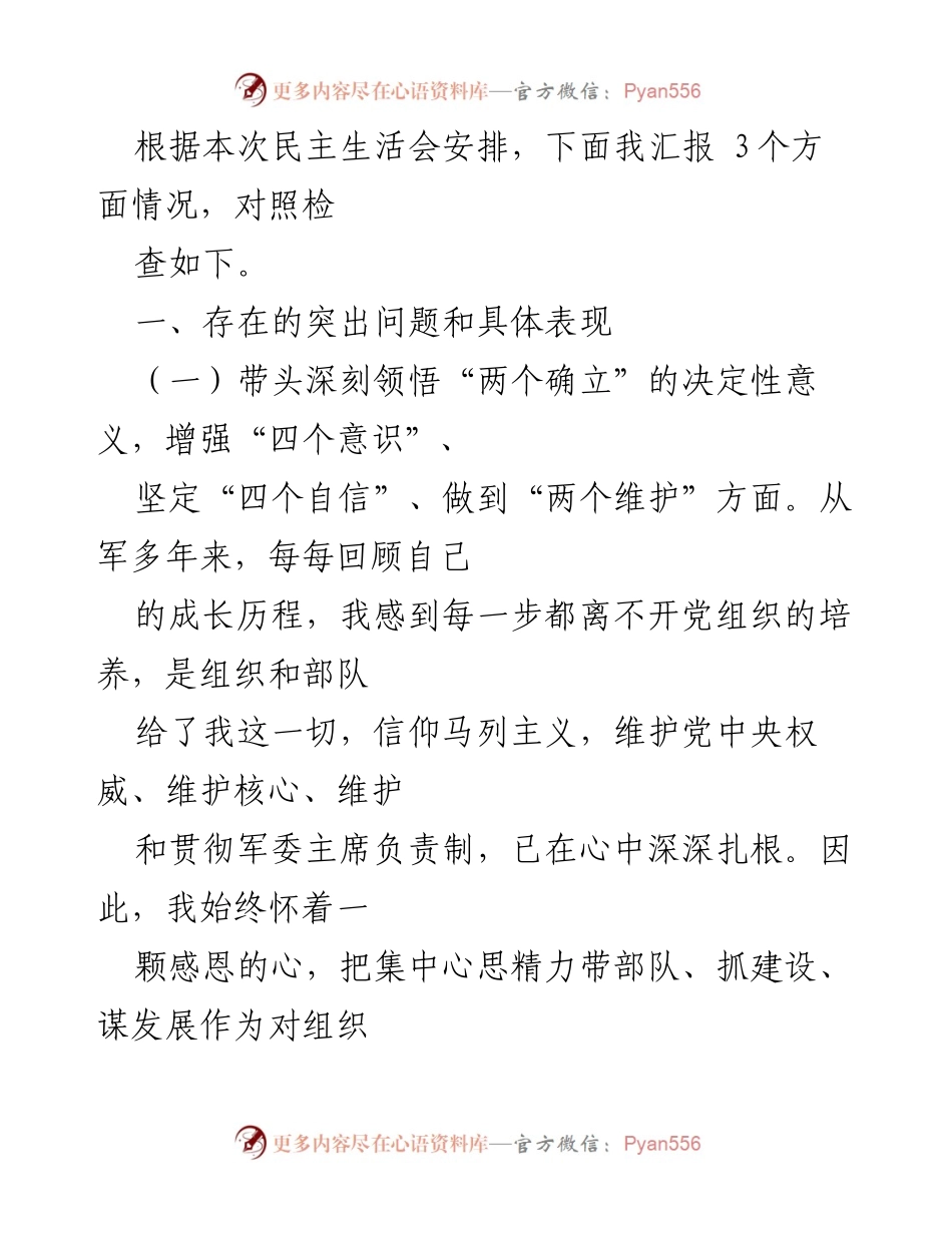 [发言] 民主生活会 - 深刻反思与自我提升的检讨报告.docx_第1页
