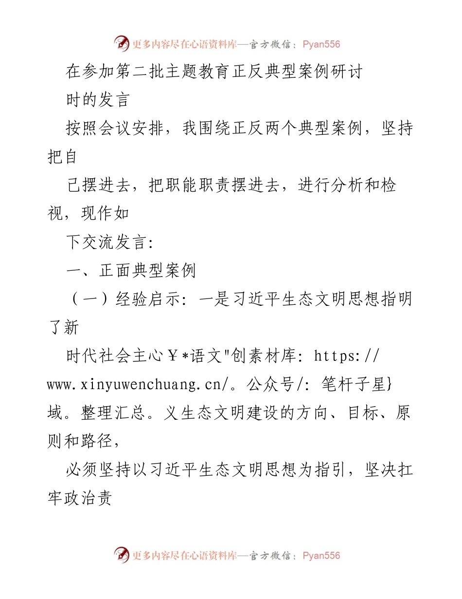 [发言] 研讨会 - 深入分析生态文明建设中的正反典型案例.docx_第1页