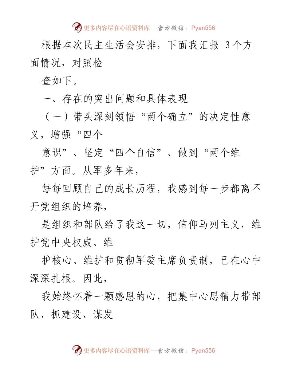 [发言] 民主生活会 - 深刻反思与自我检视：提升政治意识与理论素养.docx_第1页