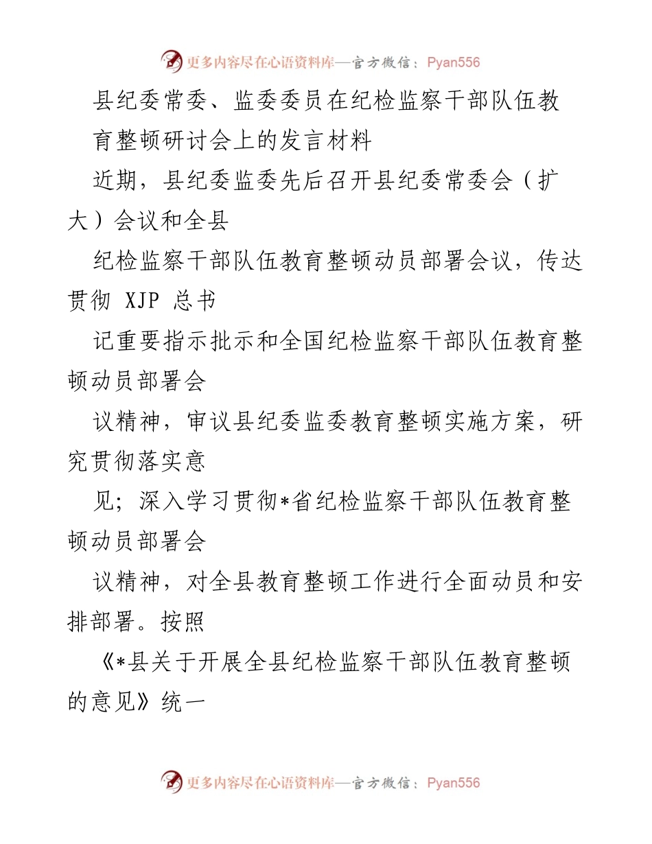 [发言] 研讨会 - 深化纪检监察干部队伍教育整顿的重要性与责任.docx_第1页
