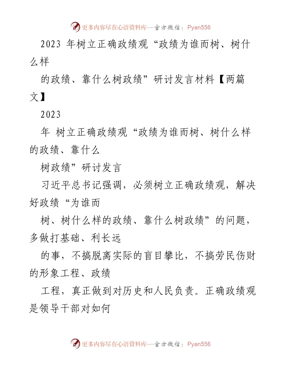 [发言] 研讨会 - 树立正确政绩观的核心要义与实践路径.docx_第1页