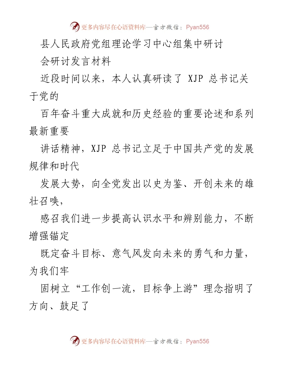 [发言] 理论学习中心组研讨会 - 提升政治素养与业务能力，推动政府工作创新发展.docx_第1页