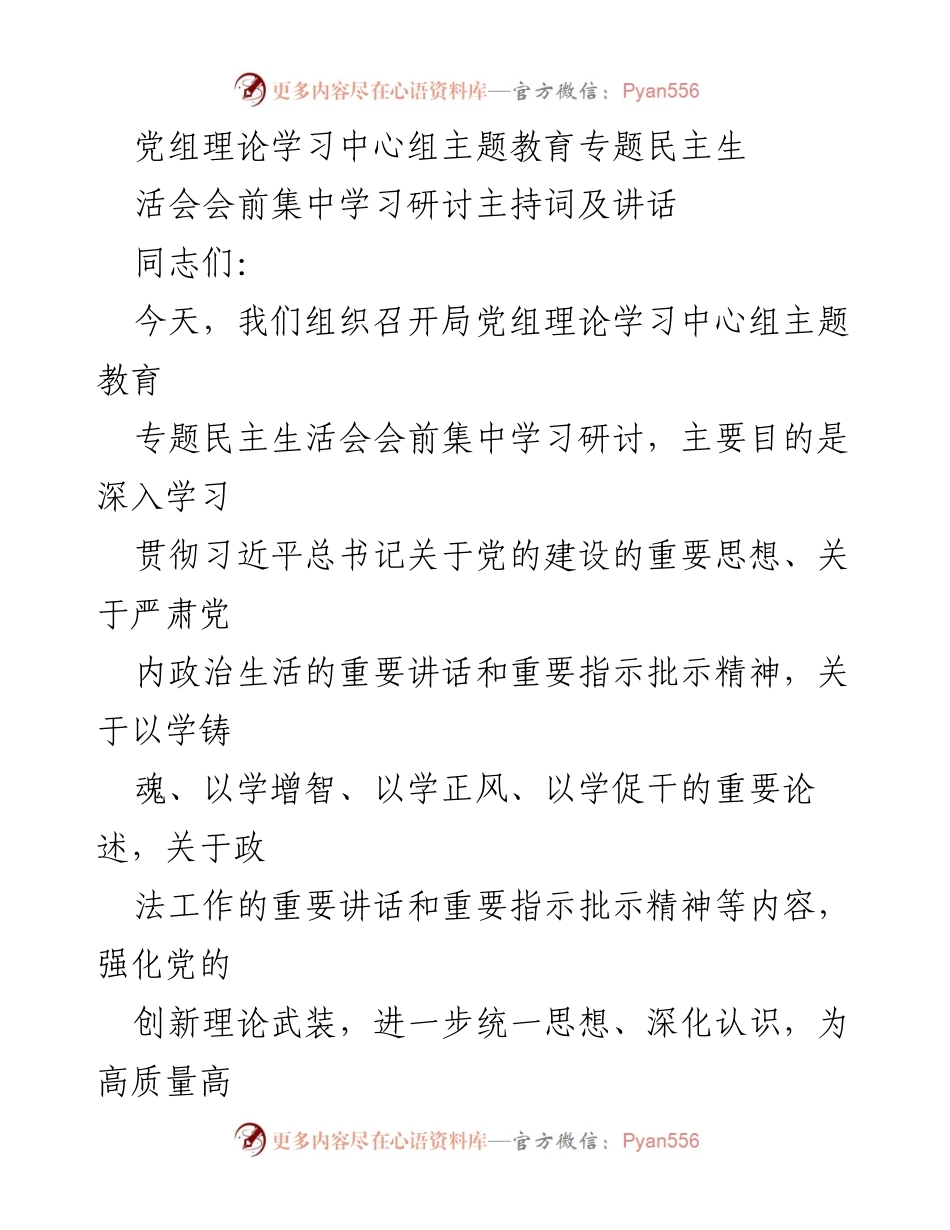 [发言] 理论学习中心组专题民主生活会 - 深入学习贯彻习近平总书记重要思想推动高质量发展.docx_第1页