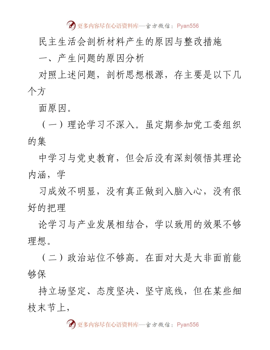 [发言] 民主生活会 - 深化理论学习与强化责任担当的整改措施.docx_第1页