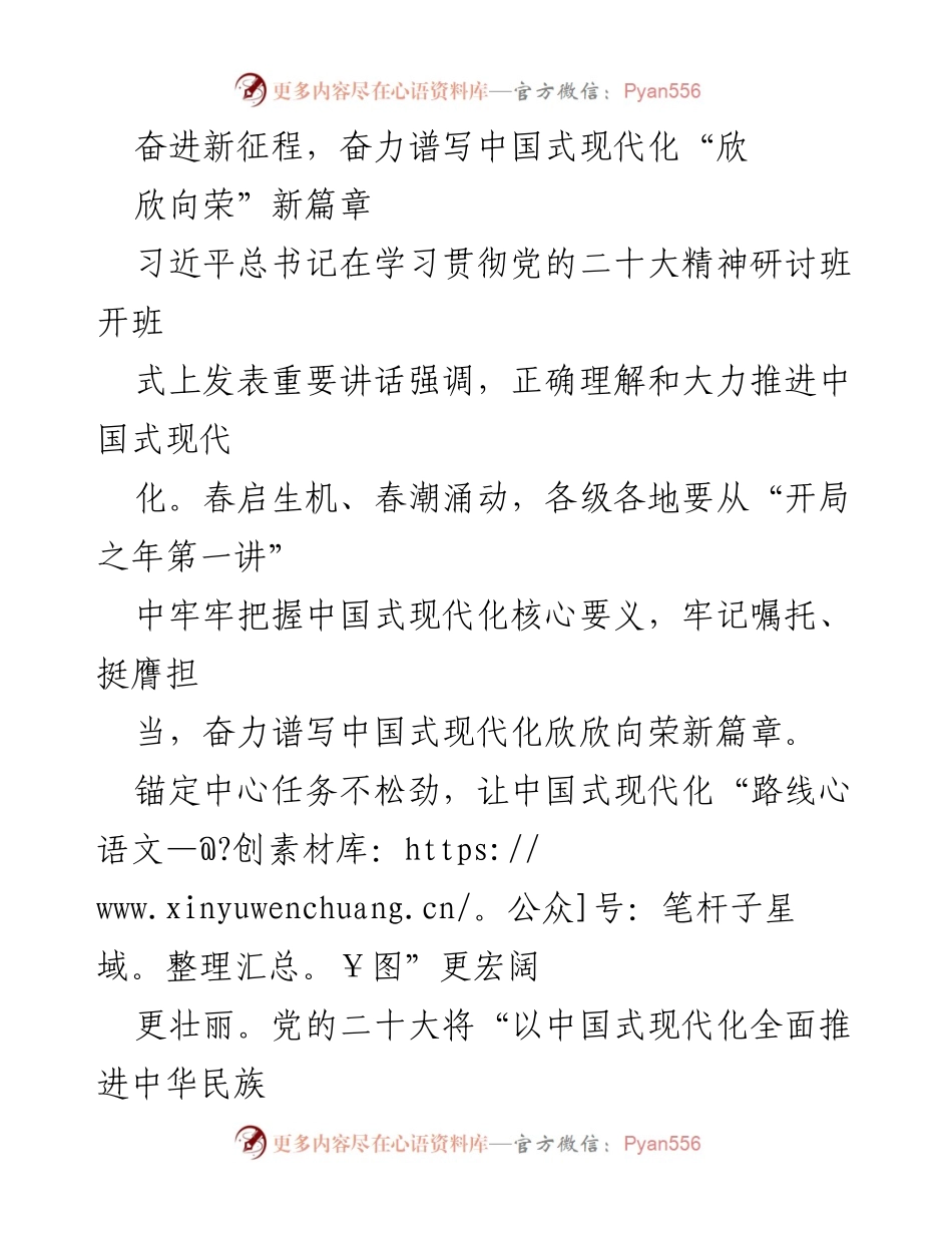 [发言] 研讨班 - 奋力推进中国式现代化的新篇章.docx_第1页