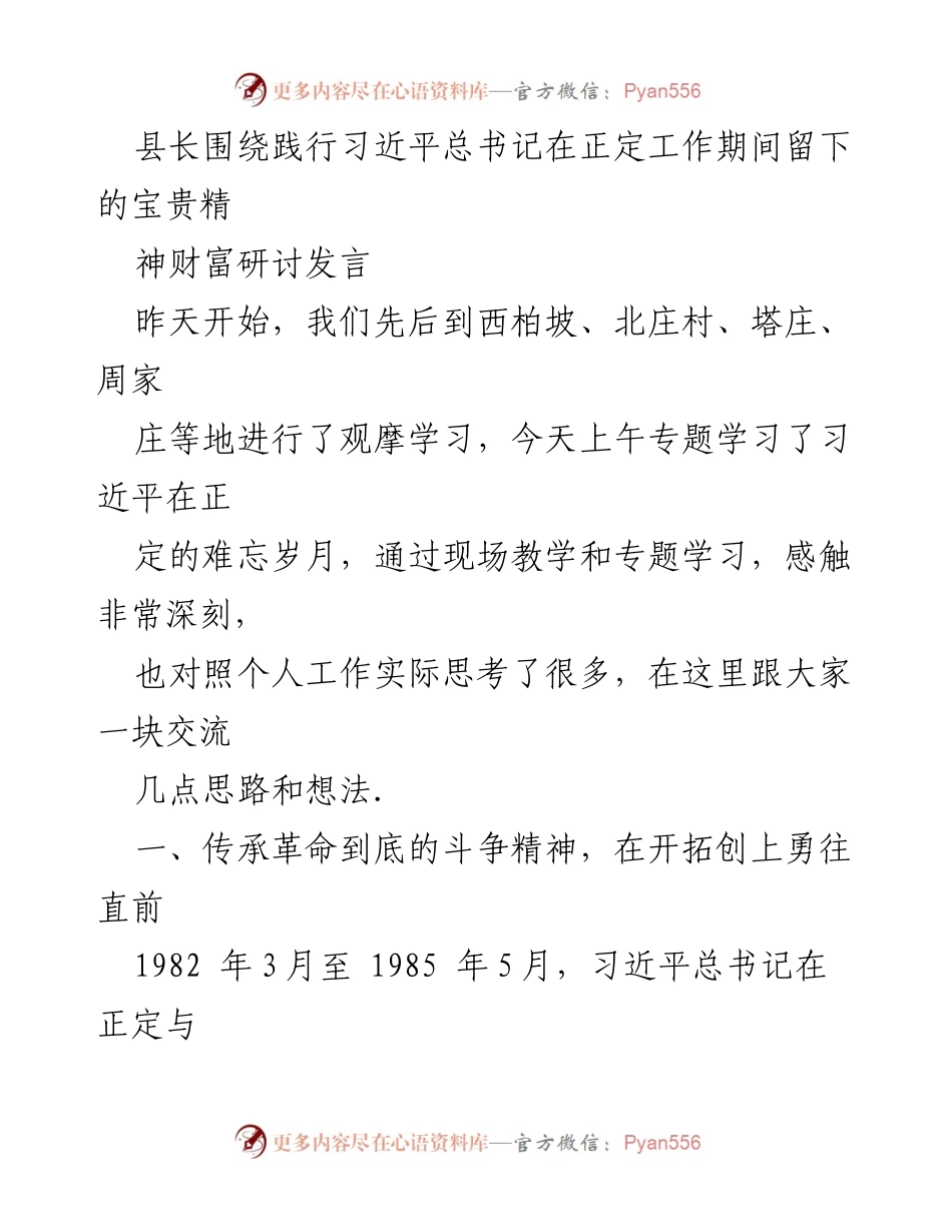 [发言] 研讨会 - 传承习近平总书记精神，勇往直前推动乡村振兴.docx_第1页
