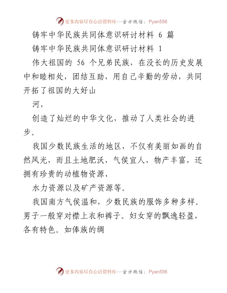 [发言] 研讨会 - 铸牢中华民族共同体意识的重要性与多样性.docx_第1页