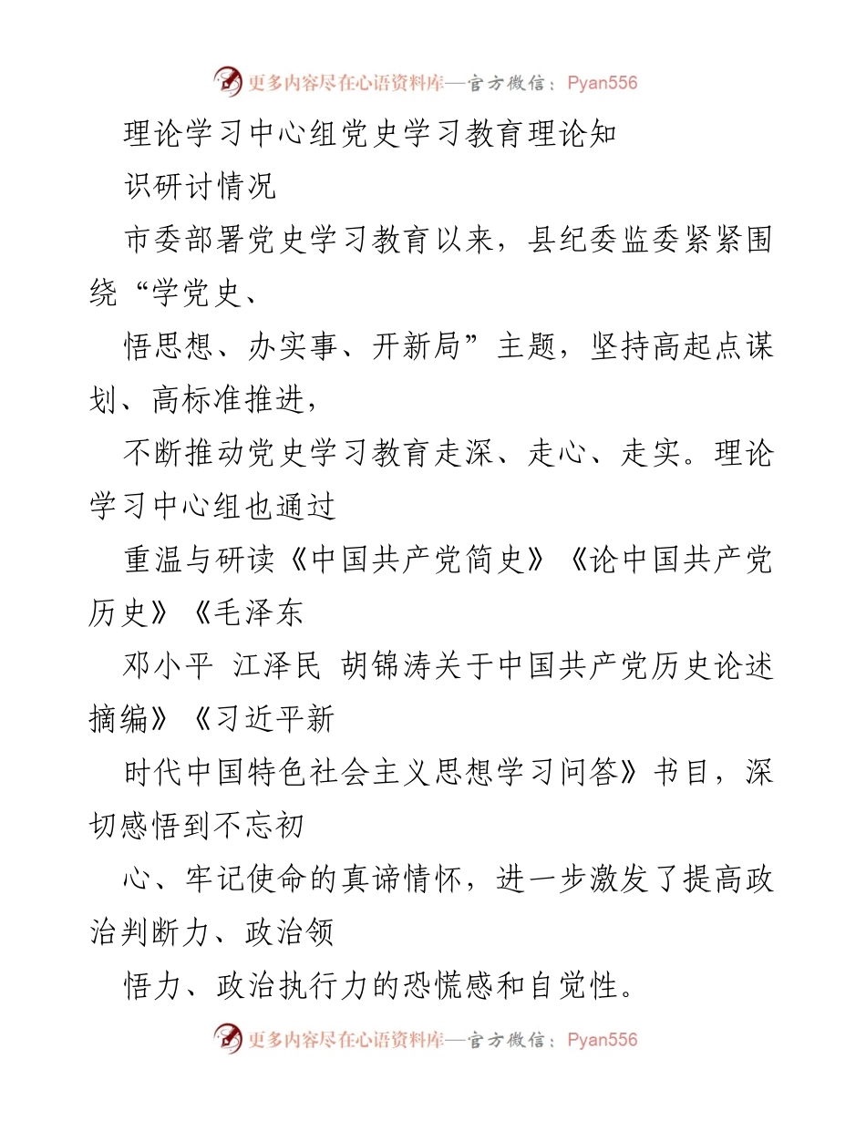 [发言] 理论学习中心组会议 - 深入学习党史，坚定理想信念.docx_第1页
