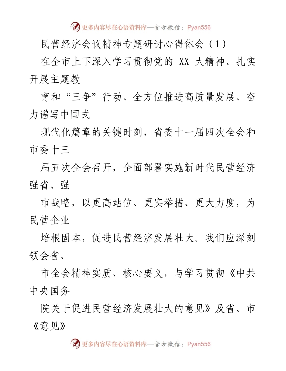 [发言] 民营经济会议 - 深刻领会民营经济发展战略与创新驱动的重要性.docx_第1页