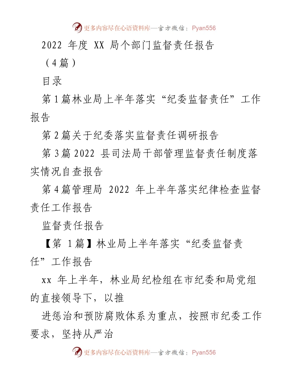 [发言] 监督责任落实会议 - 2022年度监督责任落实工作总结报告.docx_第1页
