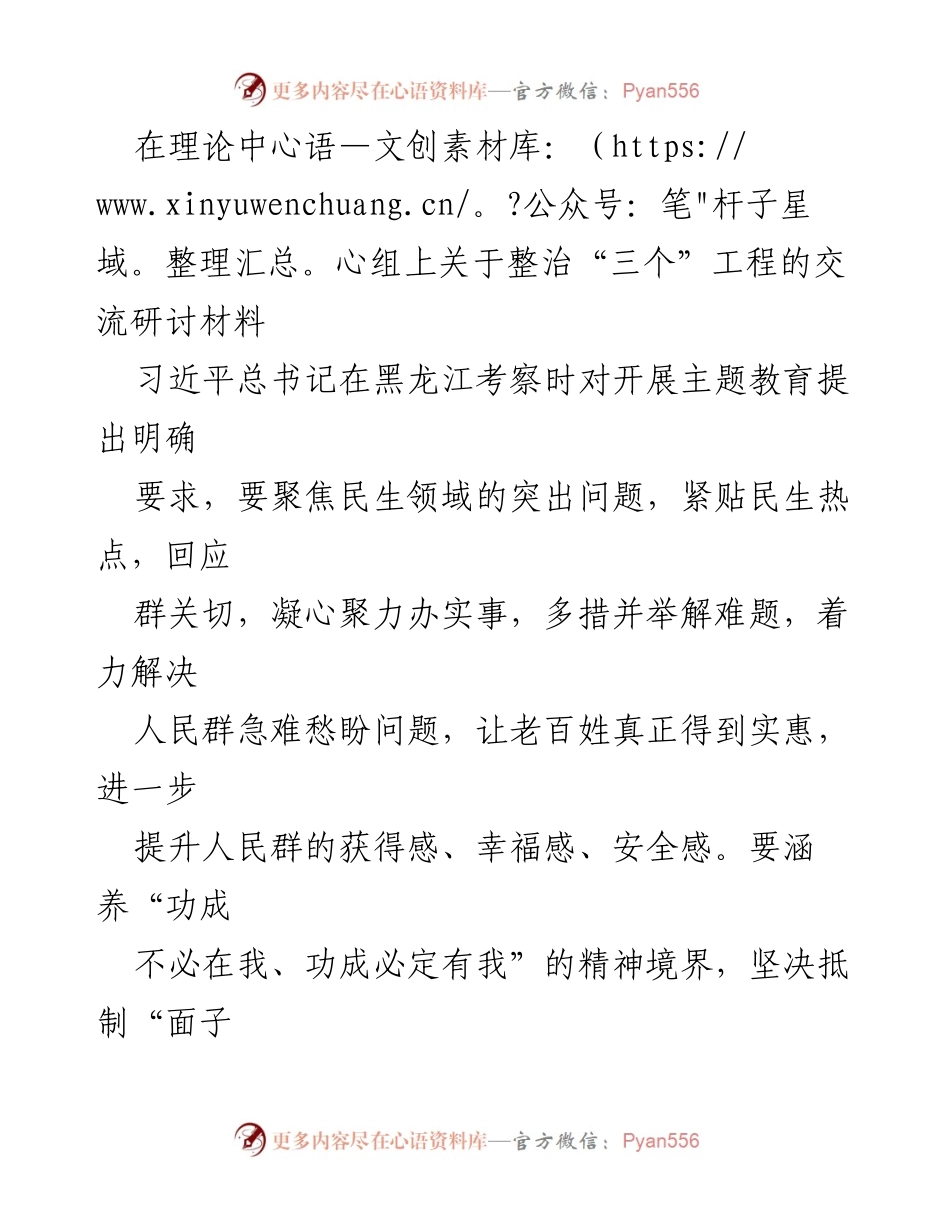 [发言] 理论中心组 - 深化“三个”工程整治与国家安全观的研讨分享.docx_第1页