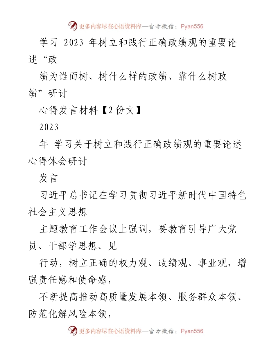 [发言] 研讨会 - 树立正确政绩观的重要性与实践路径_3.docx_第1页