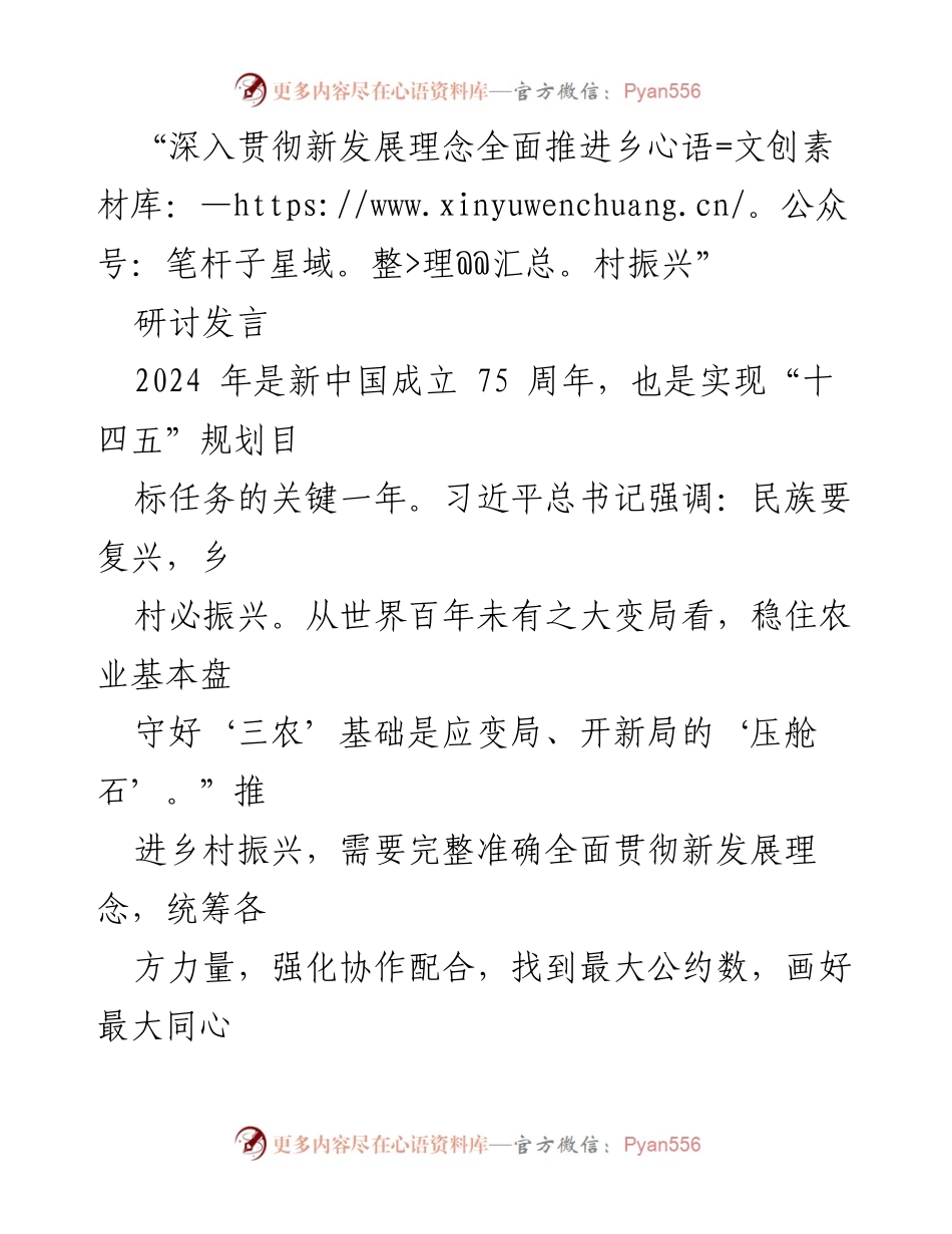 [发言] 研讨会 - 深化乡村振兴：推动人才与文化建设的重要性.docx_第1页