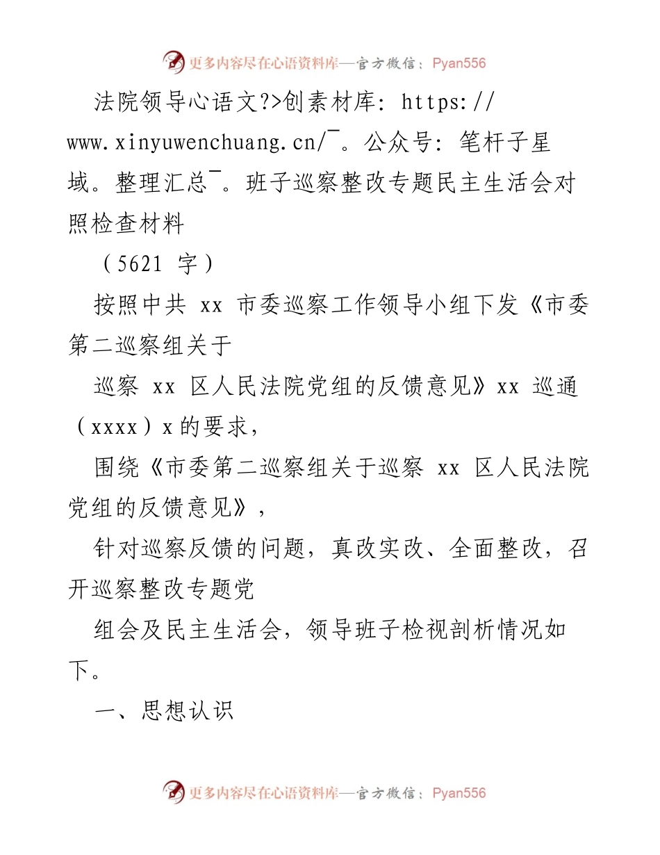 [发言] 法院领导班子巡察整改专题民主生活会 - 巡察整改中的政治忠诚与责任担当.docx_第1页