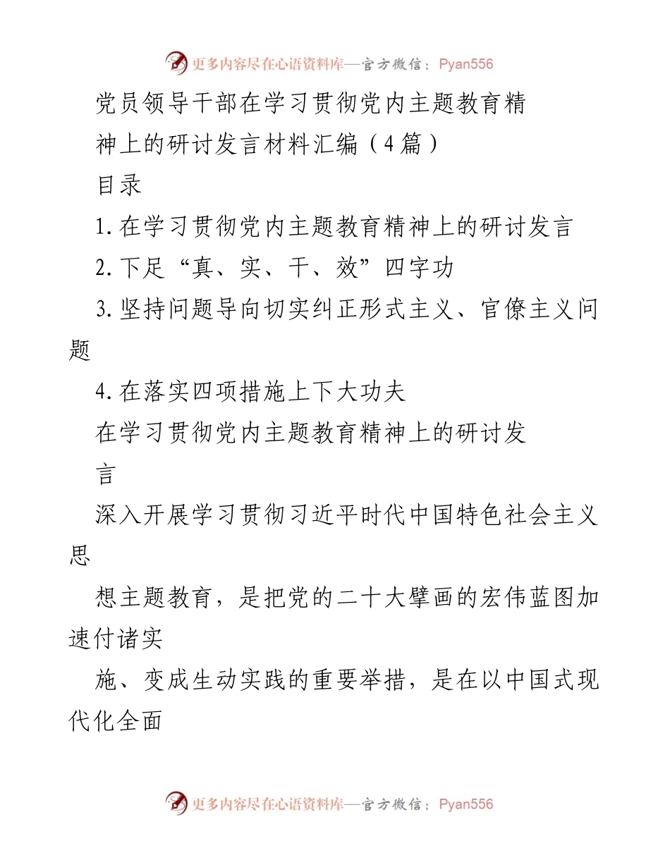 [发言] 研讨会 - 深入学习贯彻党内主题教育精神的重要性与实践路径.docx_第1页