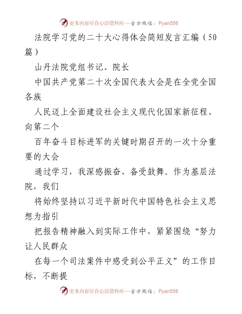 [发言] 法院学习活动 - 深入学习贯彻党的二十大精神，提升司法服务能力.docx_第1页