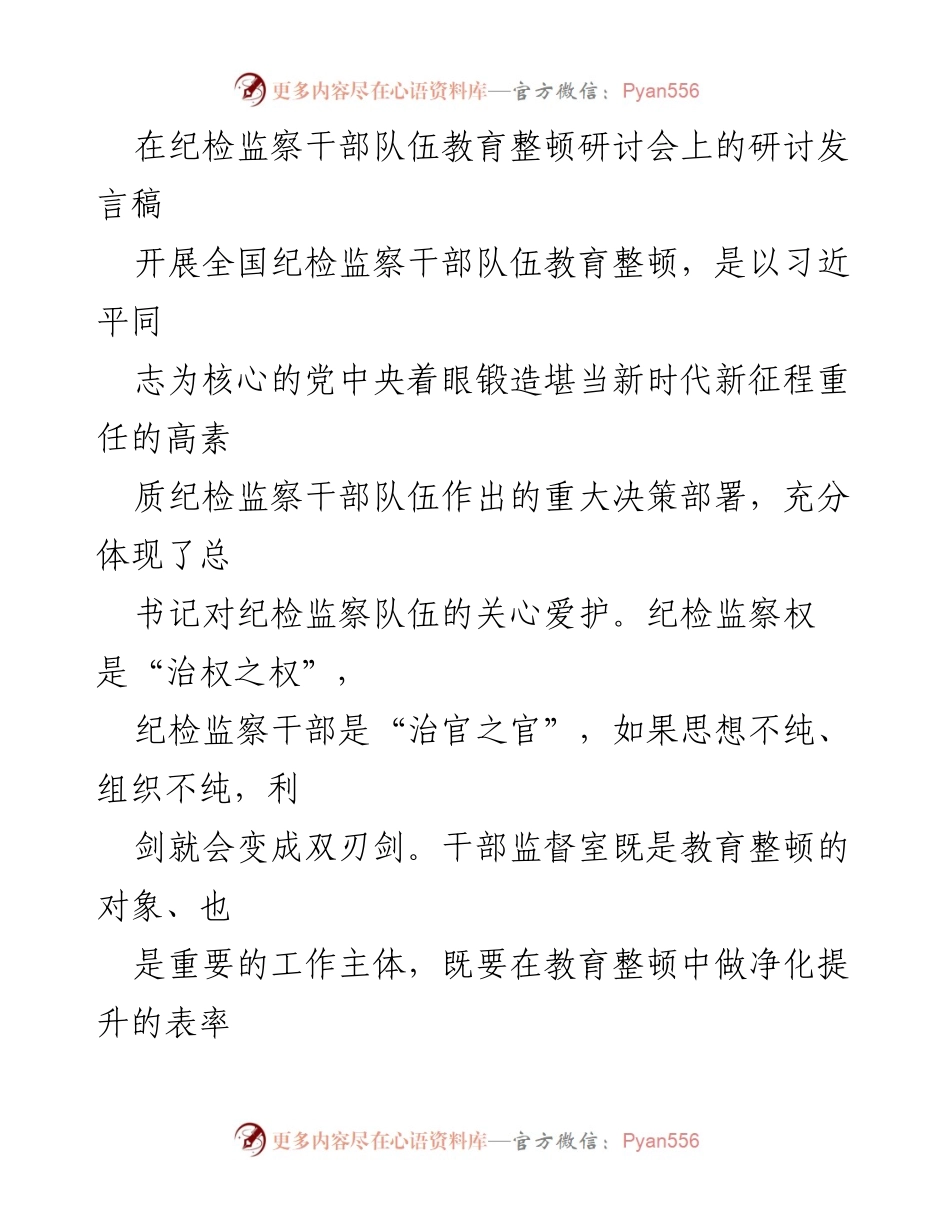 [发言] 研讨会 - 强化纪检监察干部队伍建设的重要性与实践路径.docx_第1页