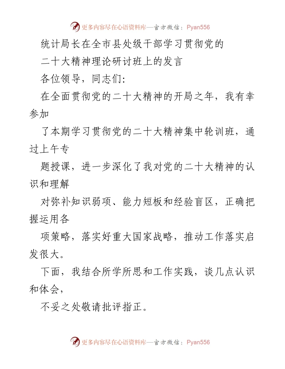 [发言] 理论研讨班 - 深入学习贯彻党的二十大精神的体会与实践.docx_第1页