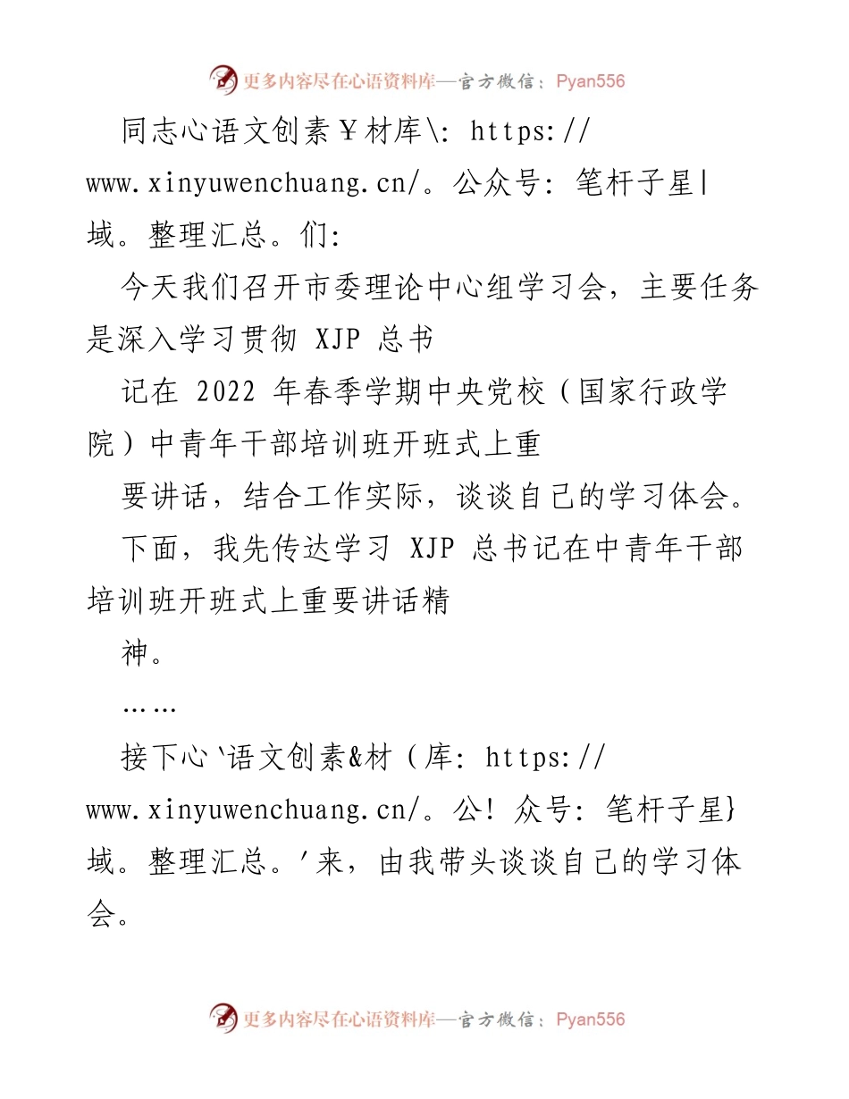 [发言] 理论中心组学习会 - 深入学习贯彻总书记重要讲话精神.docx_第1页