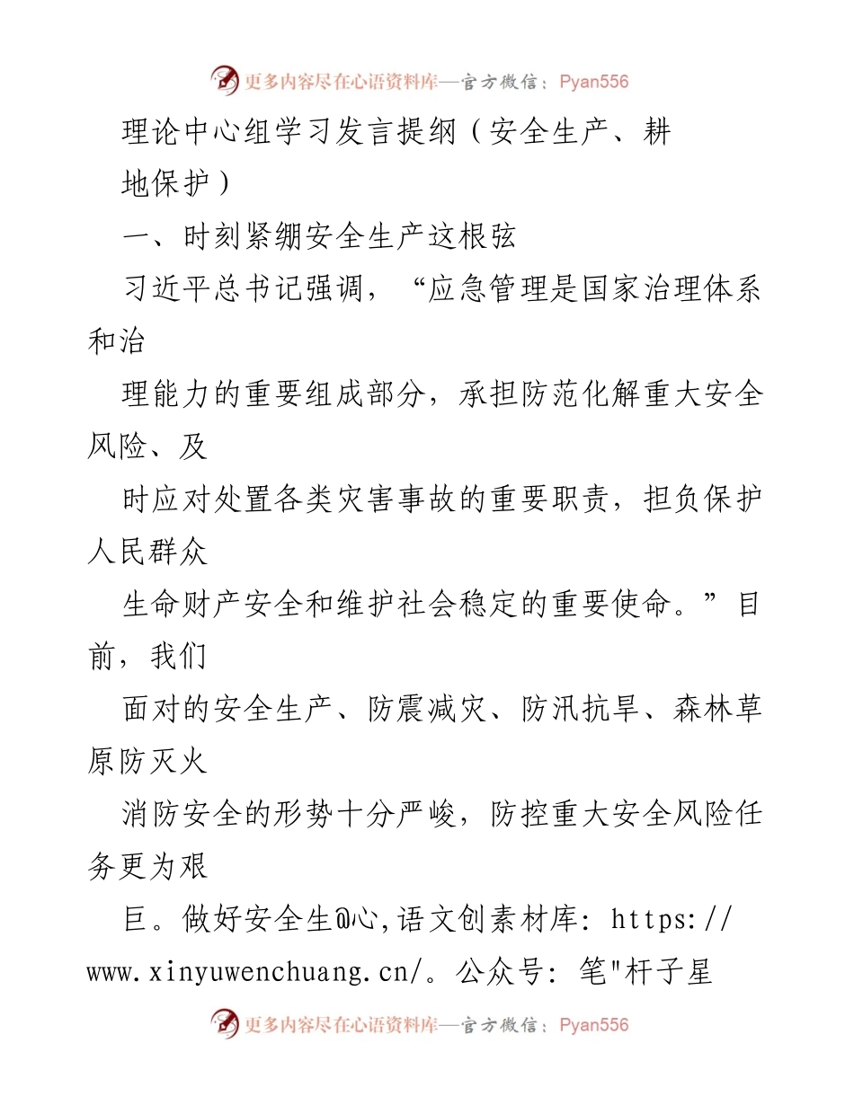 [发言] 理论中心组学习 - 安全生产与应急管理的重要性与任务.docx_第1页