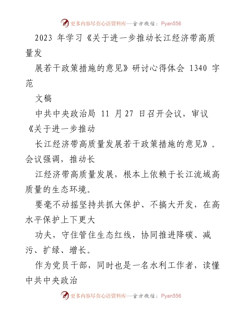 [发言] 研讨会 - 深入理解长江经济带高质量发展政策的实践路径.docx_第1页
