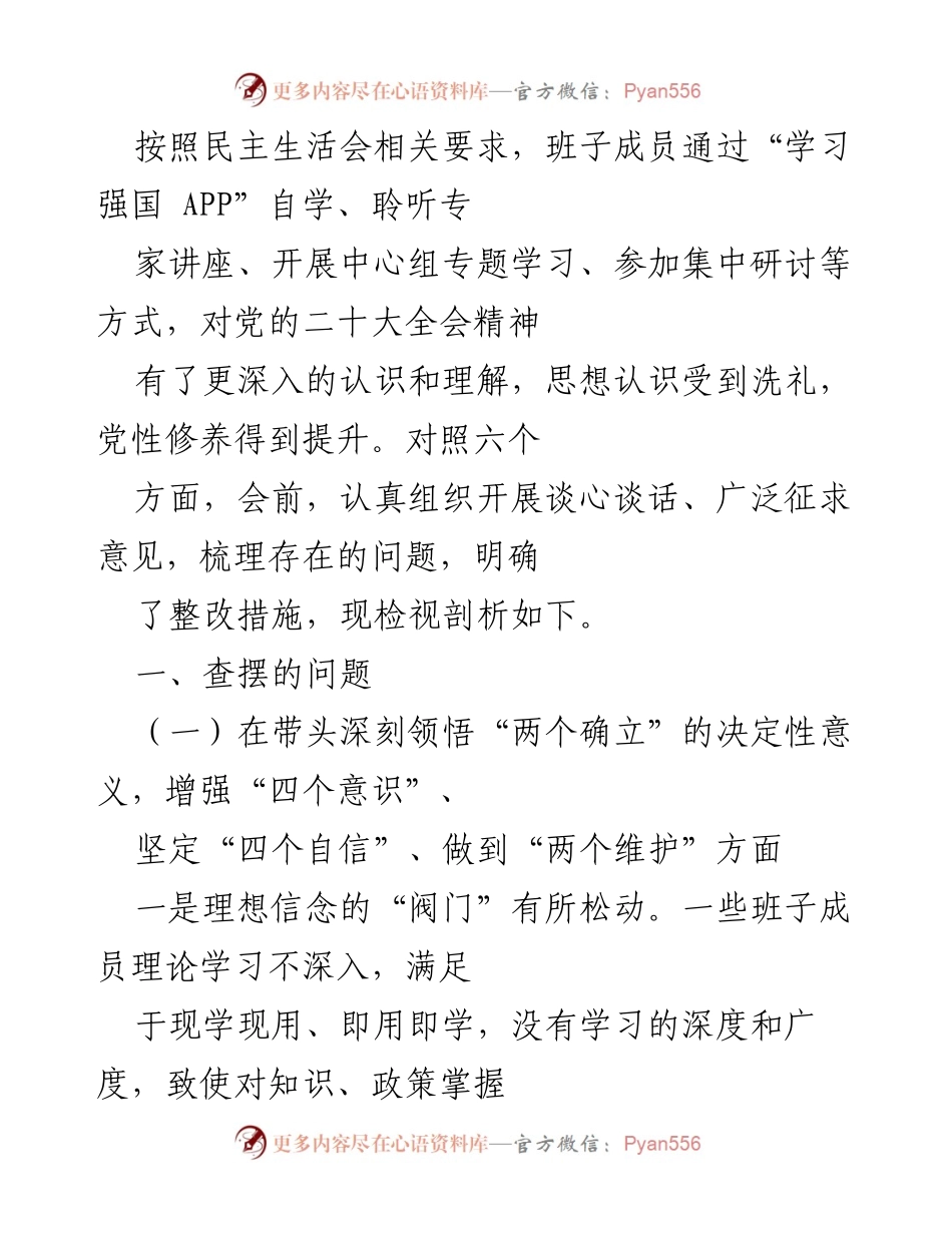 [发言] 民主生活会 - 深化理论学习，提升党性修养的检视与反思.docx_第1页