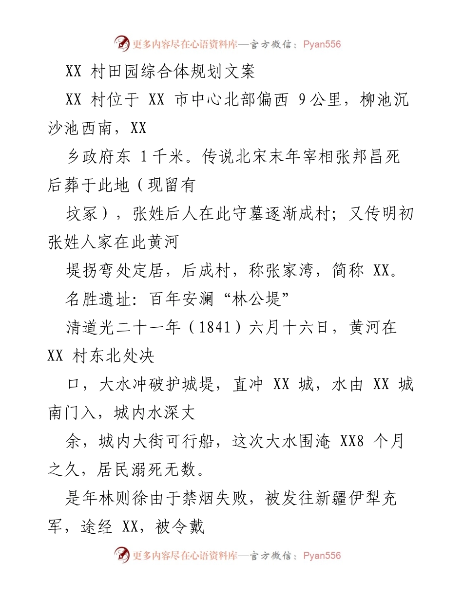 [发言] 田园综合体规划研讨会 - XX村田园综合体规划与黄河文化传承探讨.docx_第1页