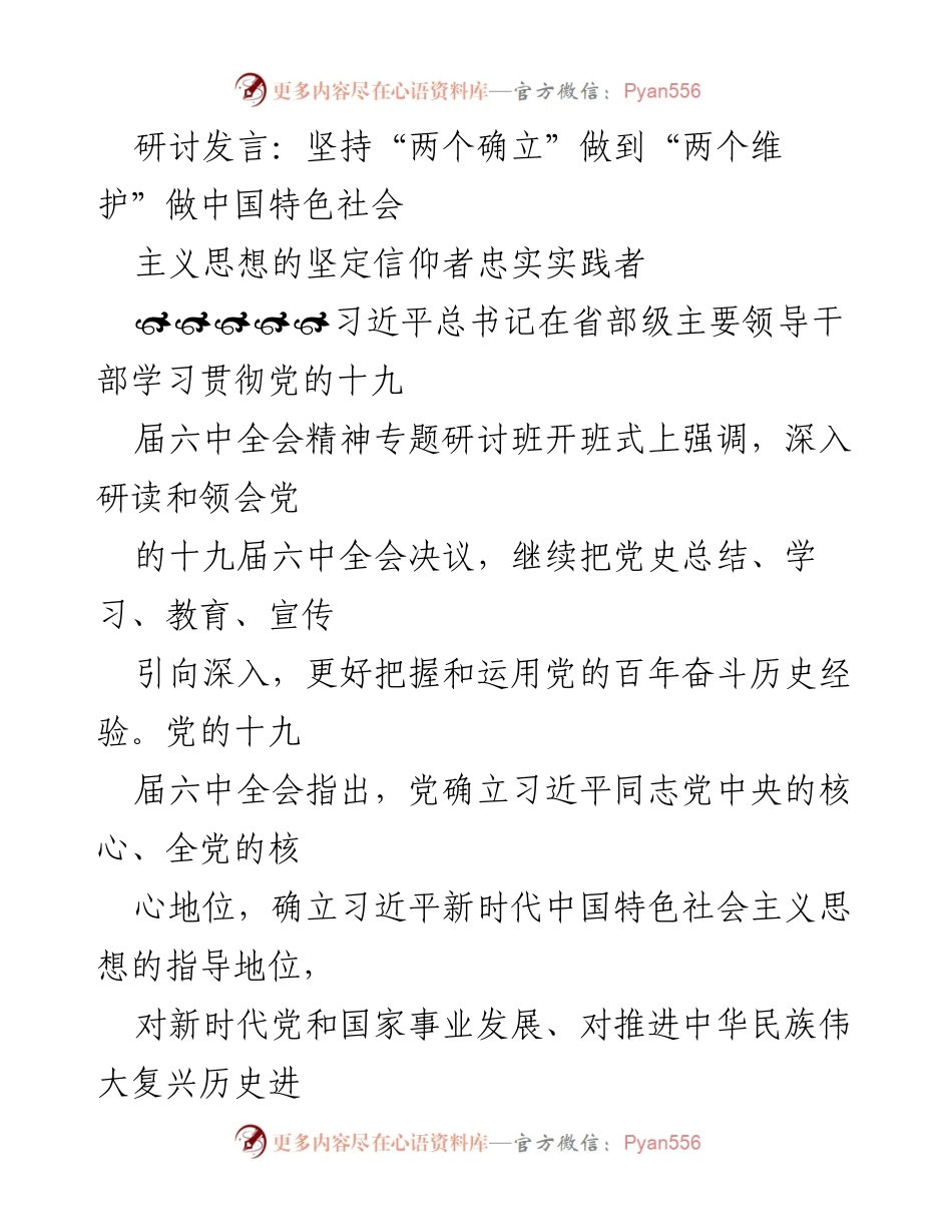 [发言] 研讨班 - 坚定信仰与实践：深入理解“两个确立”与“两个维护”.docx_第1页