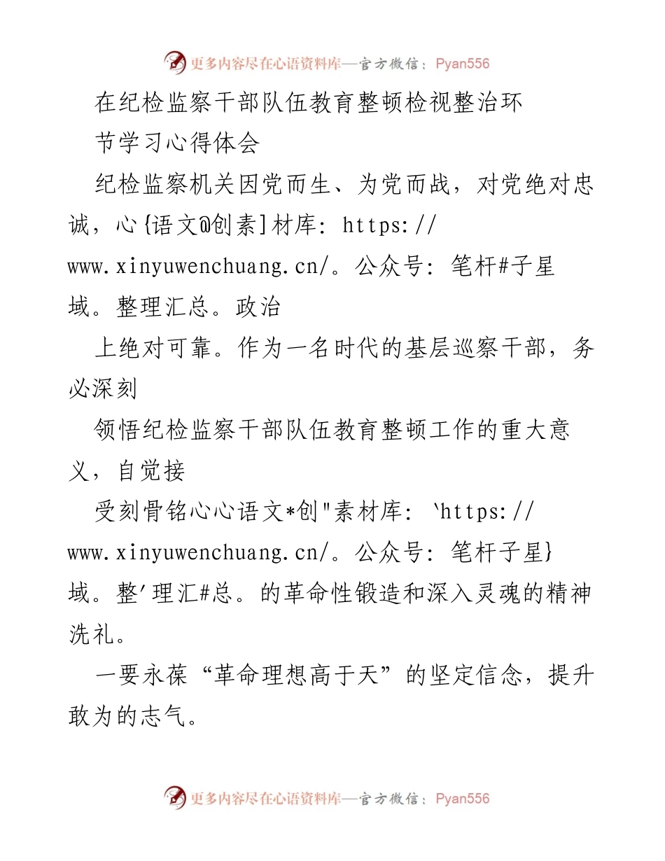 [发言] 纪检监察干部教育整顿 - 深化忠诚与能力，践行初心使命.docx_第1页