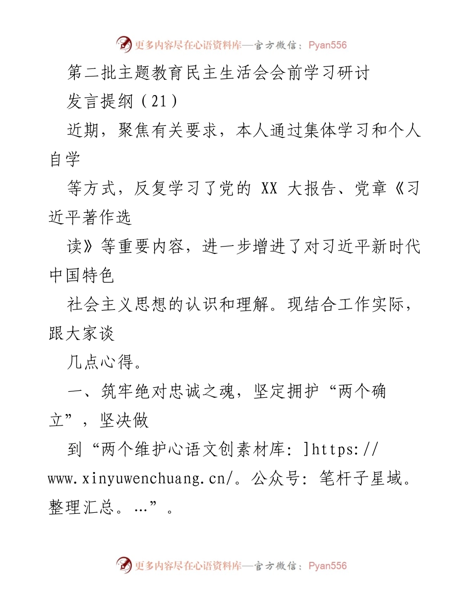 [发言] 第二批主题教育民主生活会 - 深入学习习近平新时代中国特色社会主义思想的心得体会_2.docx_第1页
