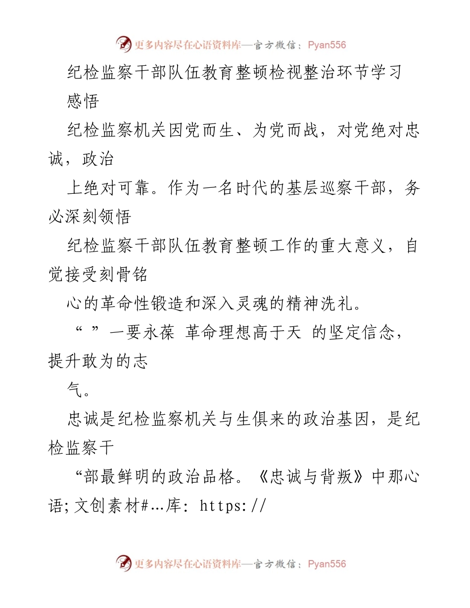 [发言] 纪检监察干部教育整顿 - 深刻领悟纪检监察干部队伍教育整顿的重要意义.docx_第1页