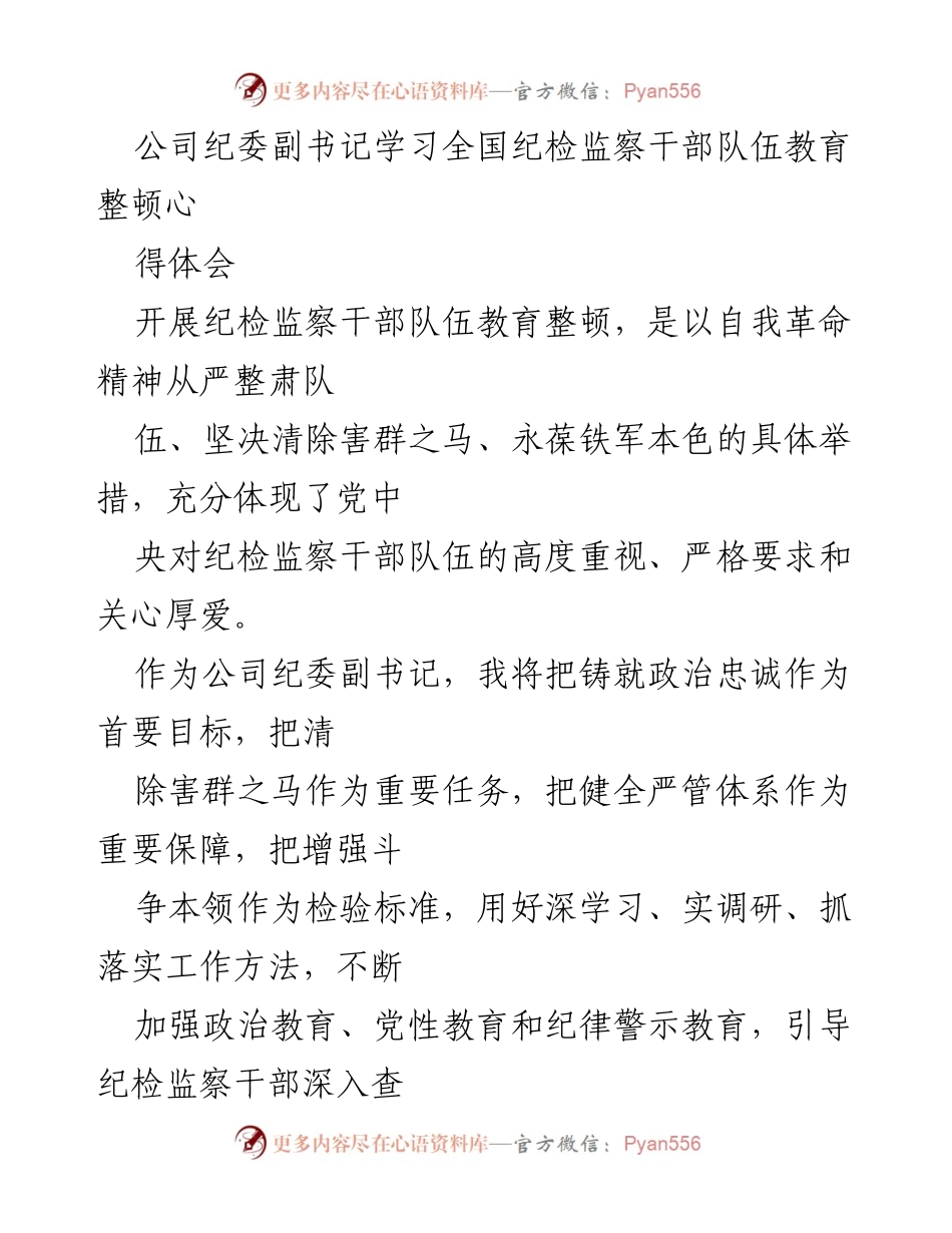 [发言] 纪检监察干部队伍教育整顿 - 纪检监察干部的自我革命与责任担当.docx_第1页