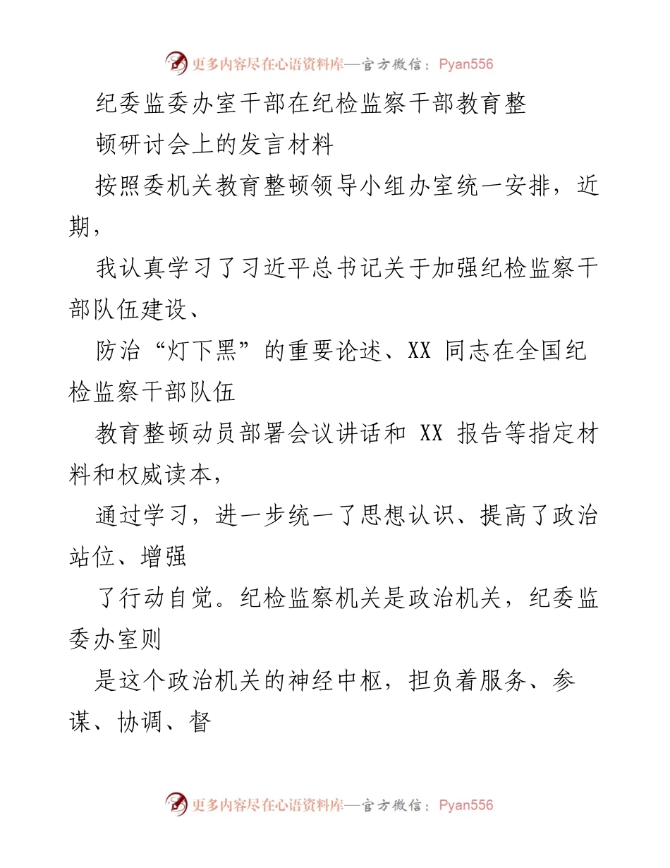 [发言] 纪检监察干部教育整顿研讨会 - 提升政治站位，深化纪检监察干部教育整顿的重要性与实践策略.docx_第1页